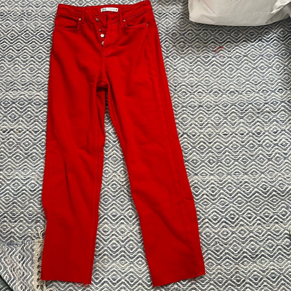 Zara red jeans size 2